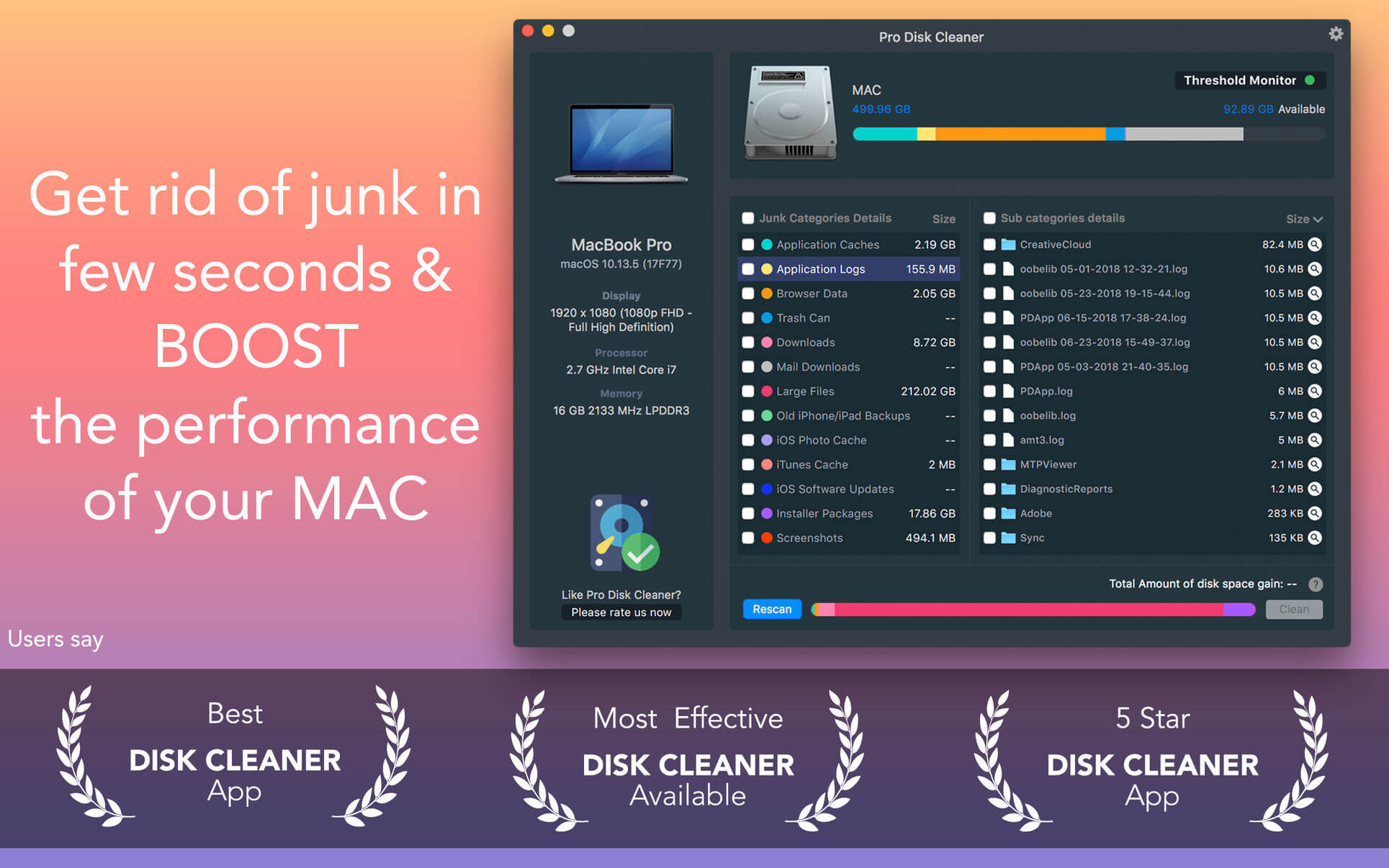 Pro Disk Cleaner 1.2 – Extensive removal of unneeded files. screenshot