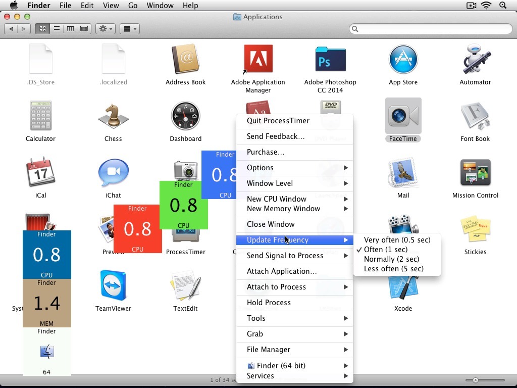 ProcessTimer 1.7.4 – Display CPU utilization and more. screenshot