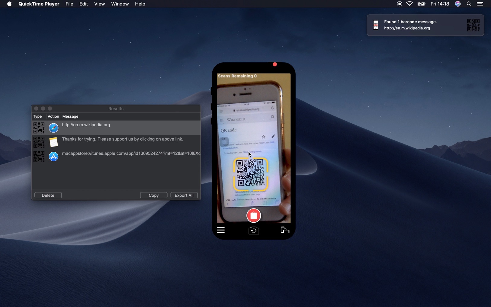 QR Capture 2.3 screenshot