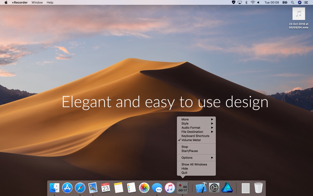 +Recorder 2.0.1 -Recorder in dock. screenshot