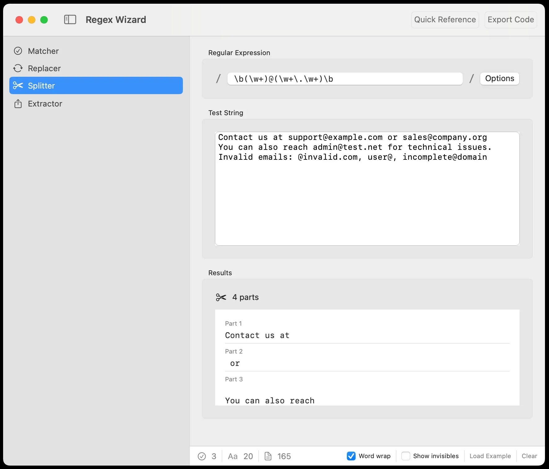 RegEx Wizard 2.1.5 screenshot