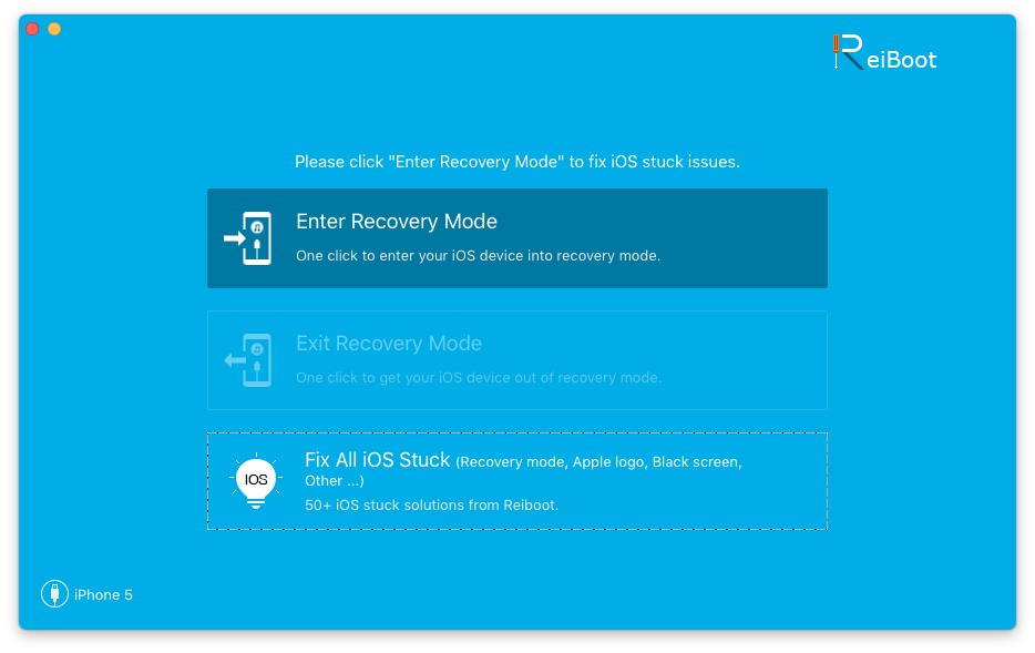 ReiBoot 7.0.1.0 – One click solution to enter/exit iOS recovery mode. screenshot