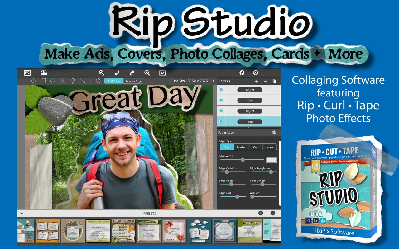 Rip Studio 1.0.8 – Standalone Collaging Product with Rip, Curl & Tape Photo Effects. screenshot