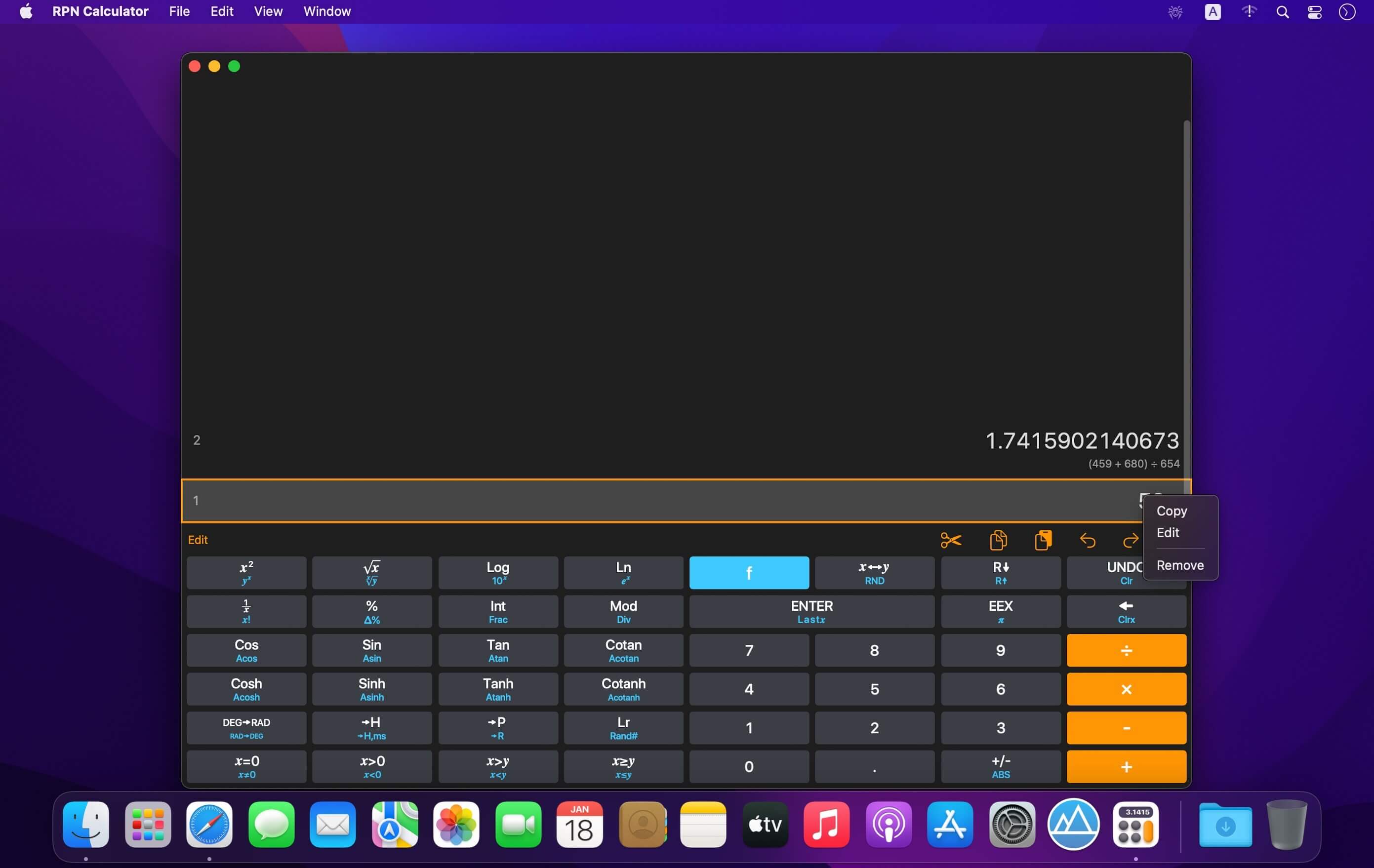 RPN Calculator 4.6.8 screenshot