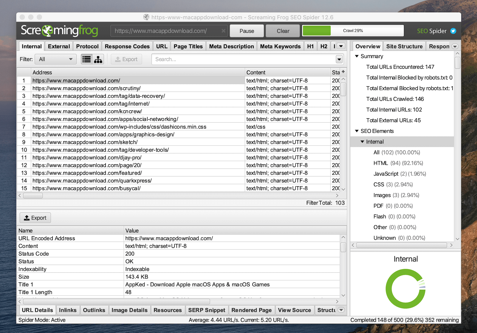 Screaming Frog SEO Spider 19.8 screenshot