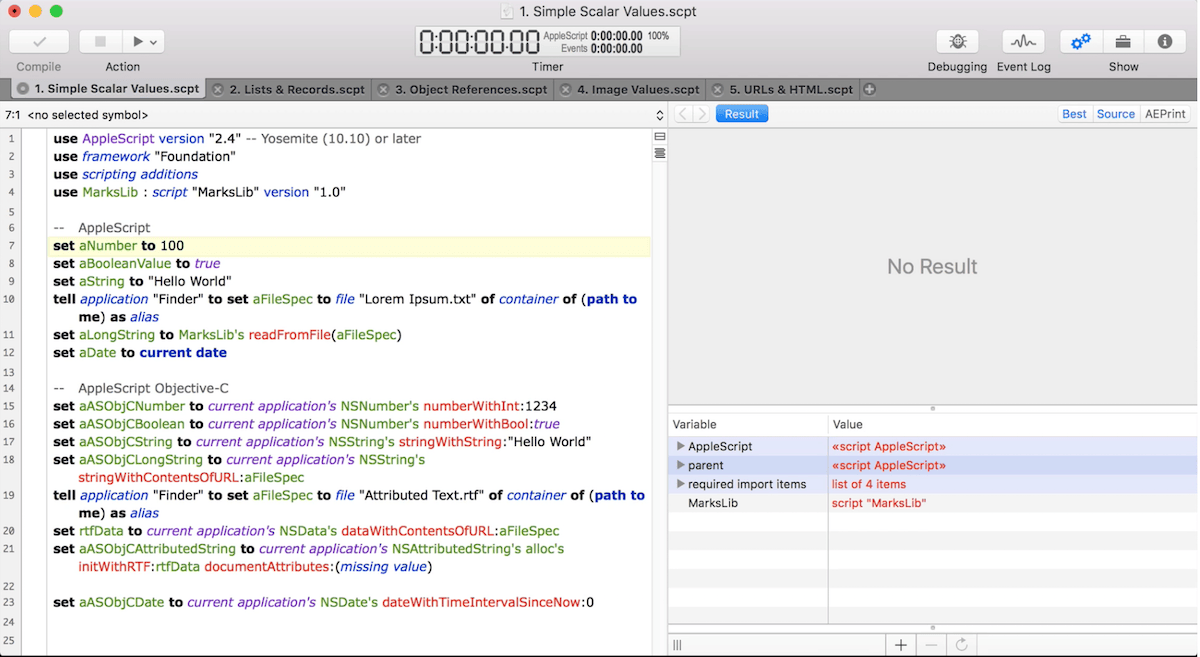 Script Debugger 6.0.8 – AppleScript authoring environment. screenshot