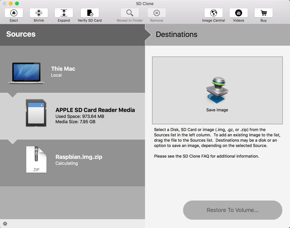 SD Clone 3.0.2 – Clone, Shrink and Verify SD Cards. screenshot