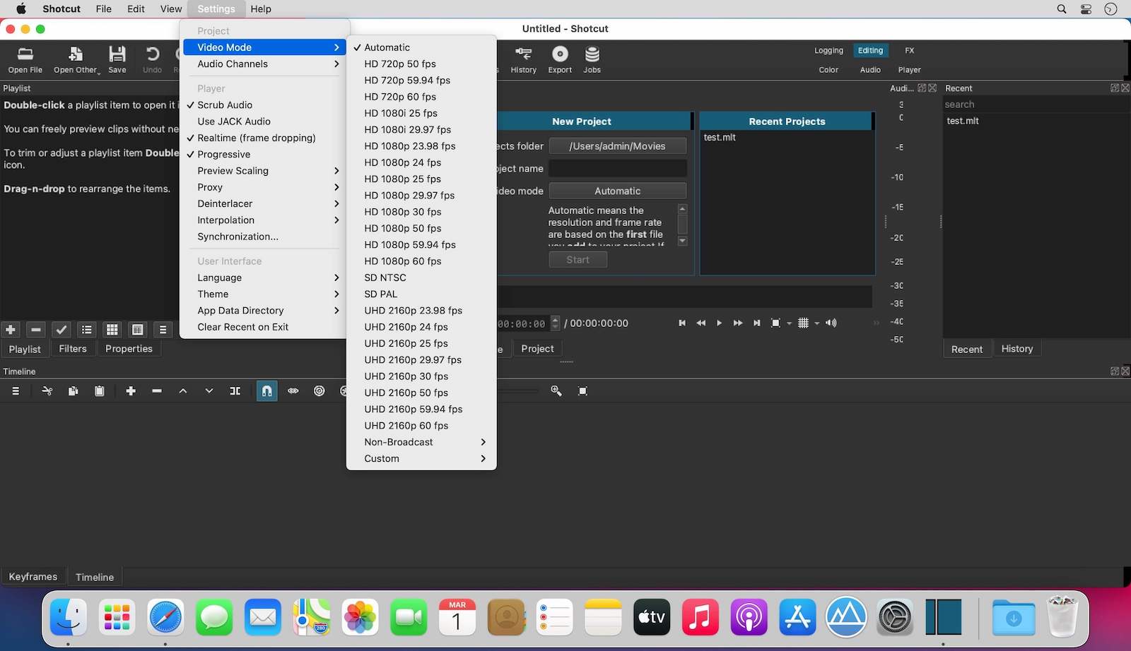 Shotcut for Mac 21.02.27 screenshot