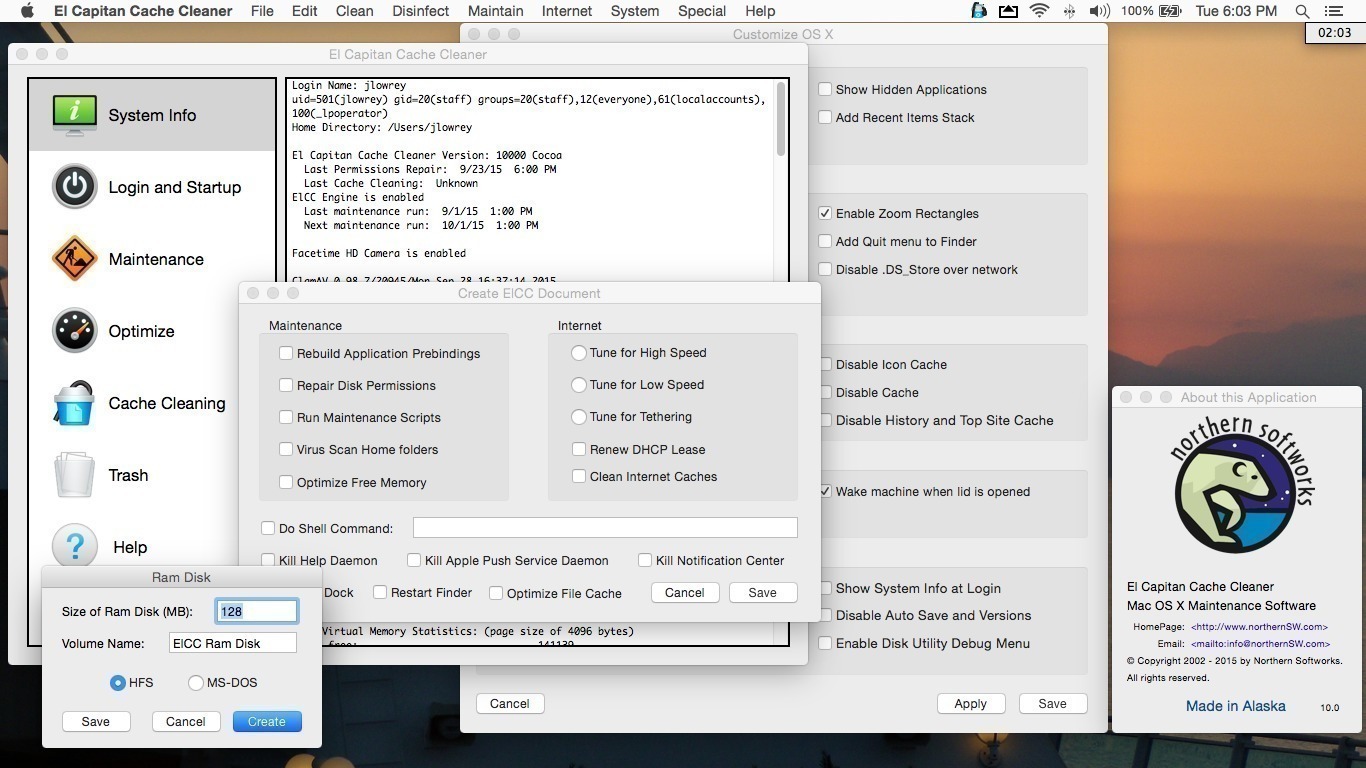 Sierra Cache Cleaner 11.1.3 – Clear caches, access hidden OS X settings, and more. screenshot