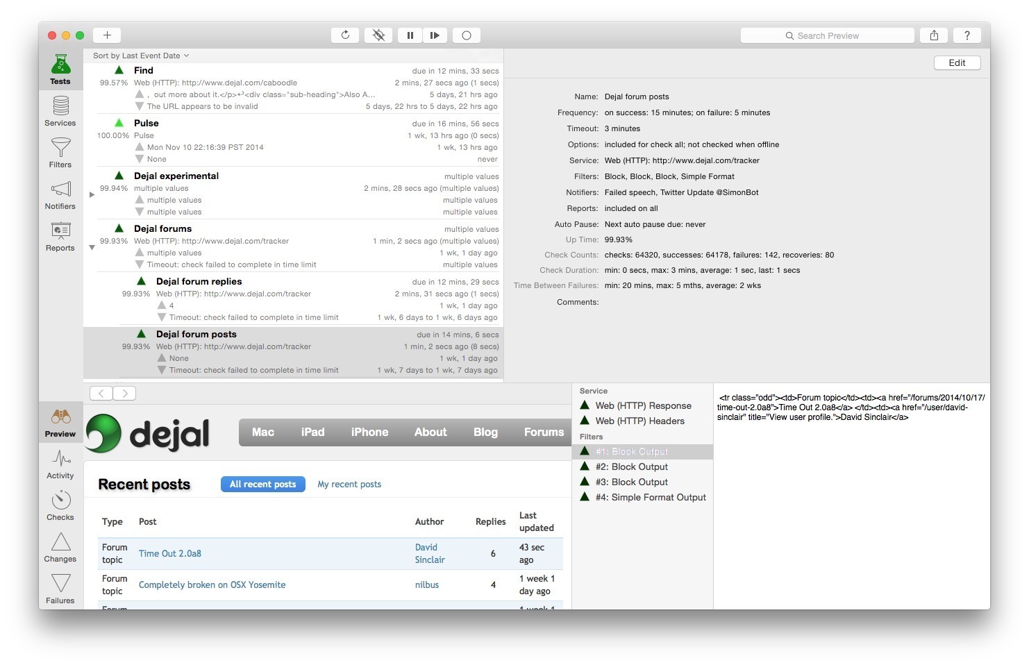 Simon 4.3 – Monitor changes and crashes with Web sites and servers. screenshot