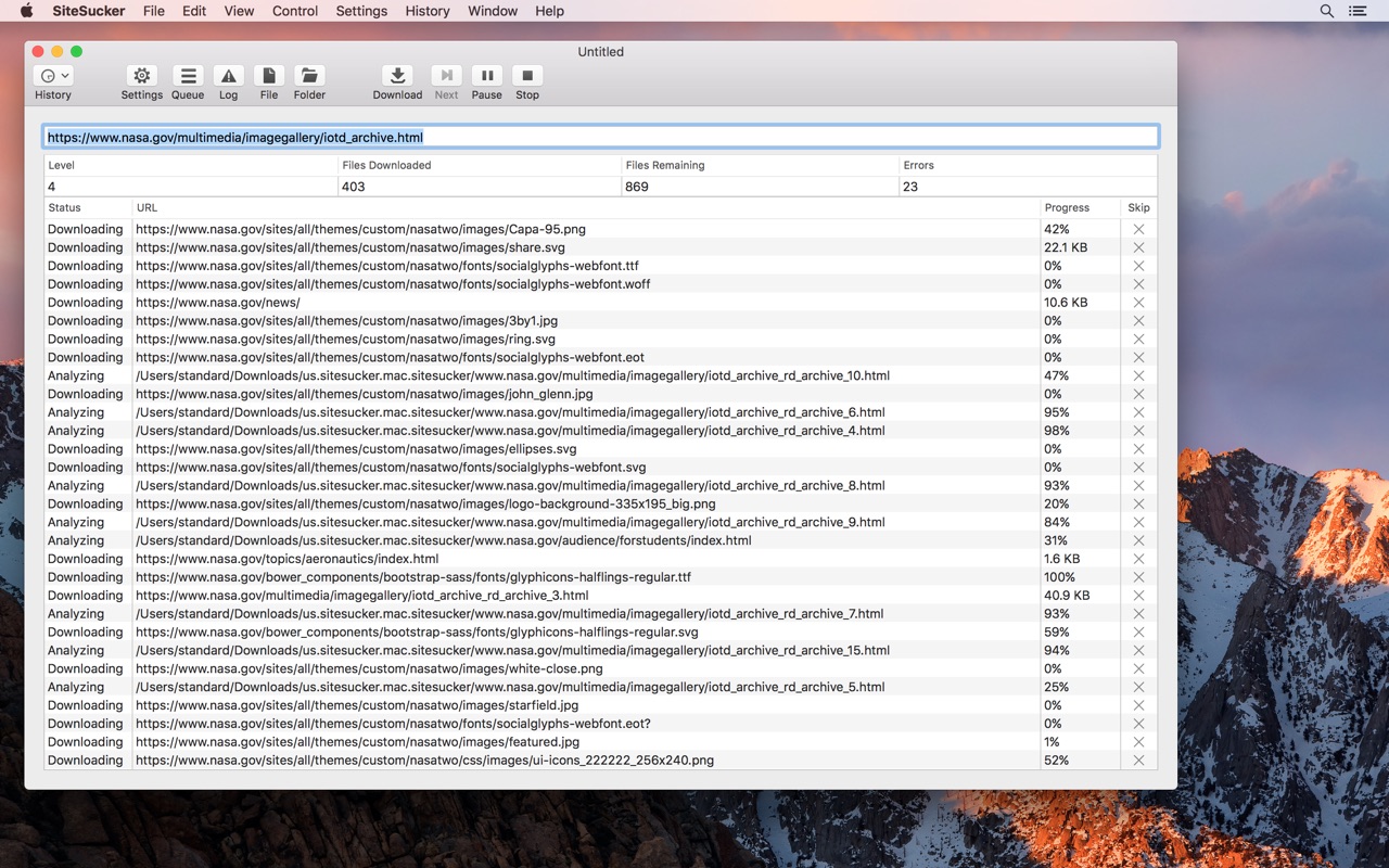 SiteSucker 6.1.8 screenshot