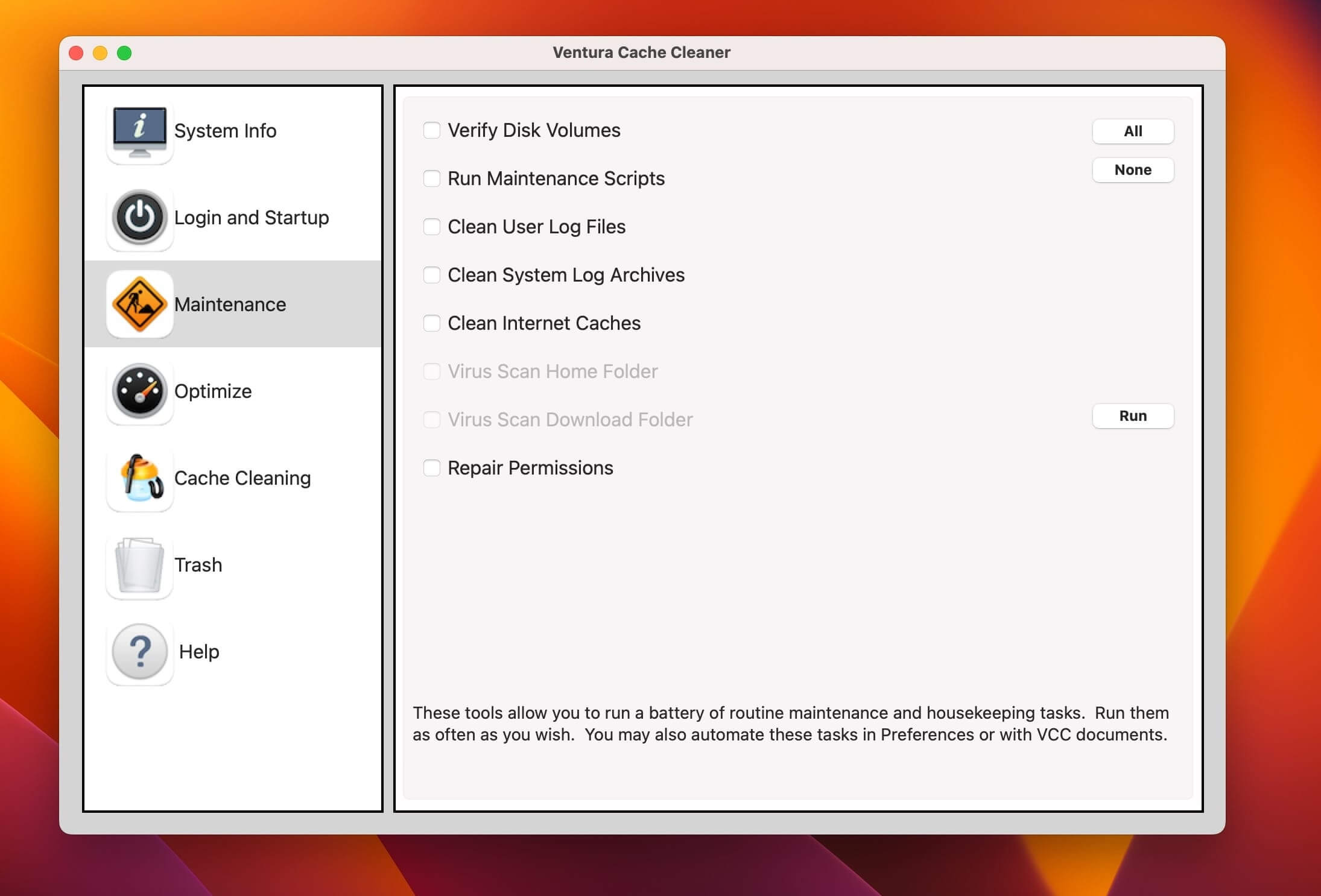 Sonoma Cache Cleaner 19.0.5 screenshot