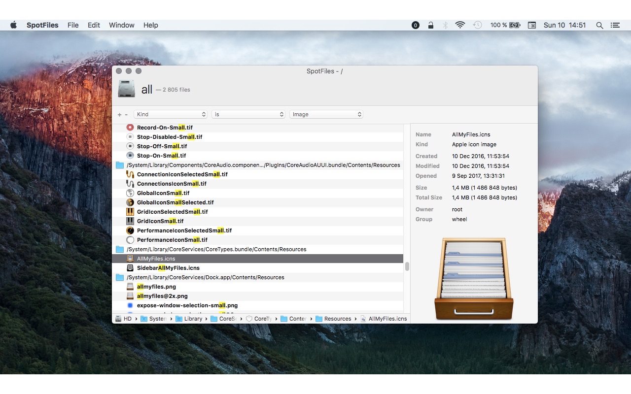 SpotFiles 3.0.16 – Find files without Spotlight. screenshot