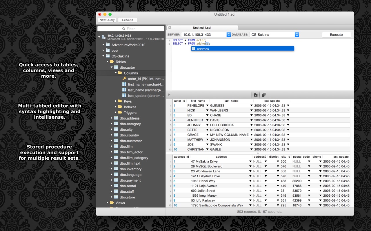 SQLPro for MSSQL 1.0.204 – Database management studio for Microsoft SQL Server (was SQL Client). screenshot