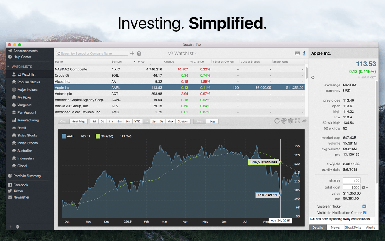 Stock + Pro 3.8.4 – The easiest way to watch and track your investments. screenshot