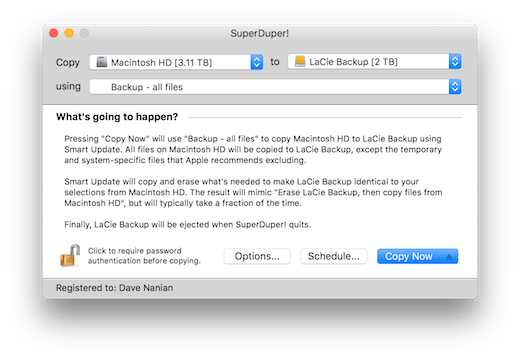 SuperDuper! 3.1.2 – Advanced disk cloning/recovery utility. screenshot