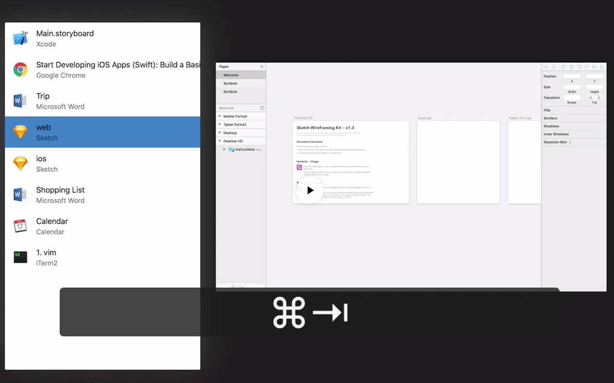 Swivik 0.2.9 – Command+Tab switcher for individual windows (beta). screenshot