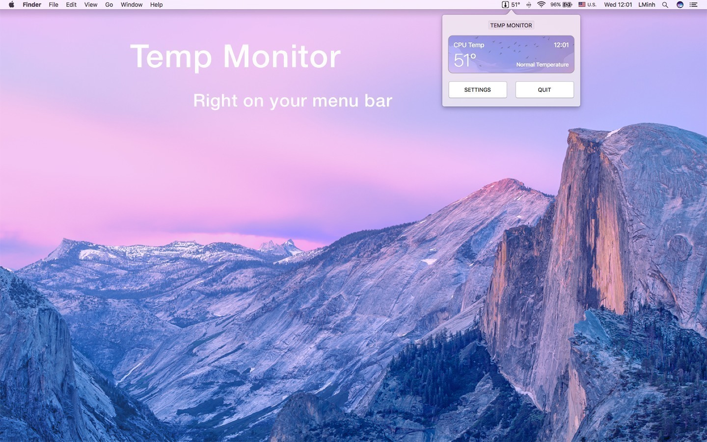 Temp Monitor 1.0.1 – Monitor your Mac’s temperature. screenshot