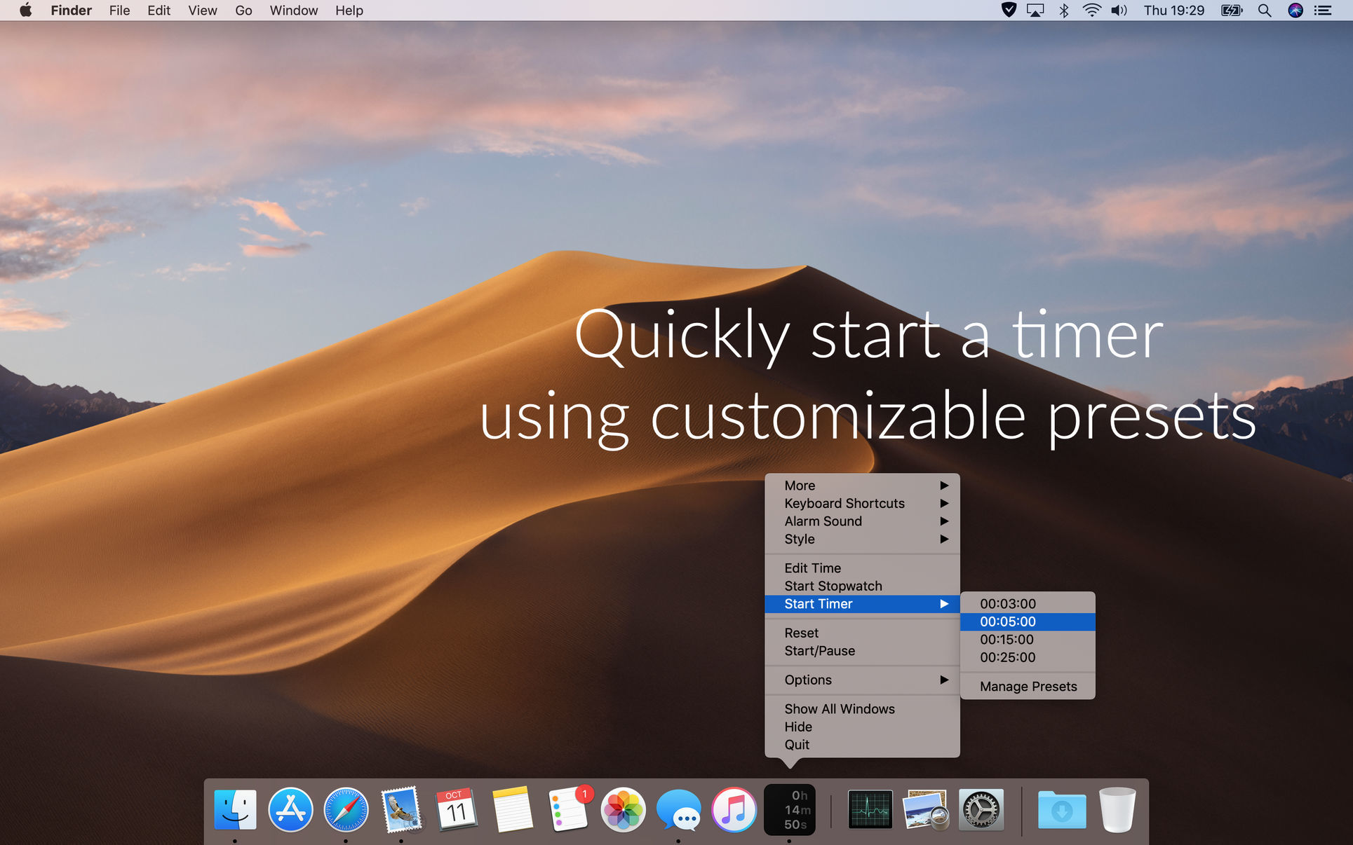 +Timer 2.0.1d – Timer and stopwatch for the Dock. screenshot