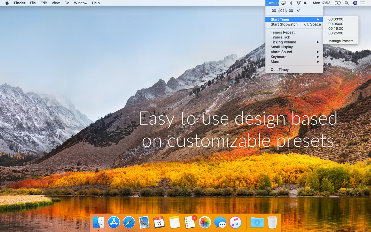 Timey 3.1.5d – Simple, lightweight timer for your menu bar. screenshot