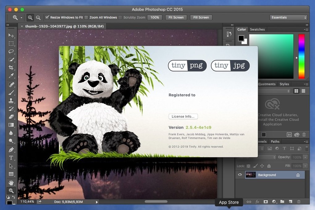 TinyPNG and TinyJPG 2.5.4 (Plug-in for Adobe Photoshop) screenshot
