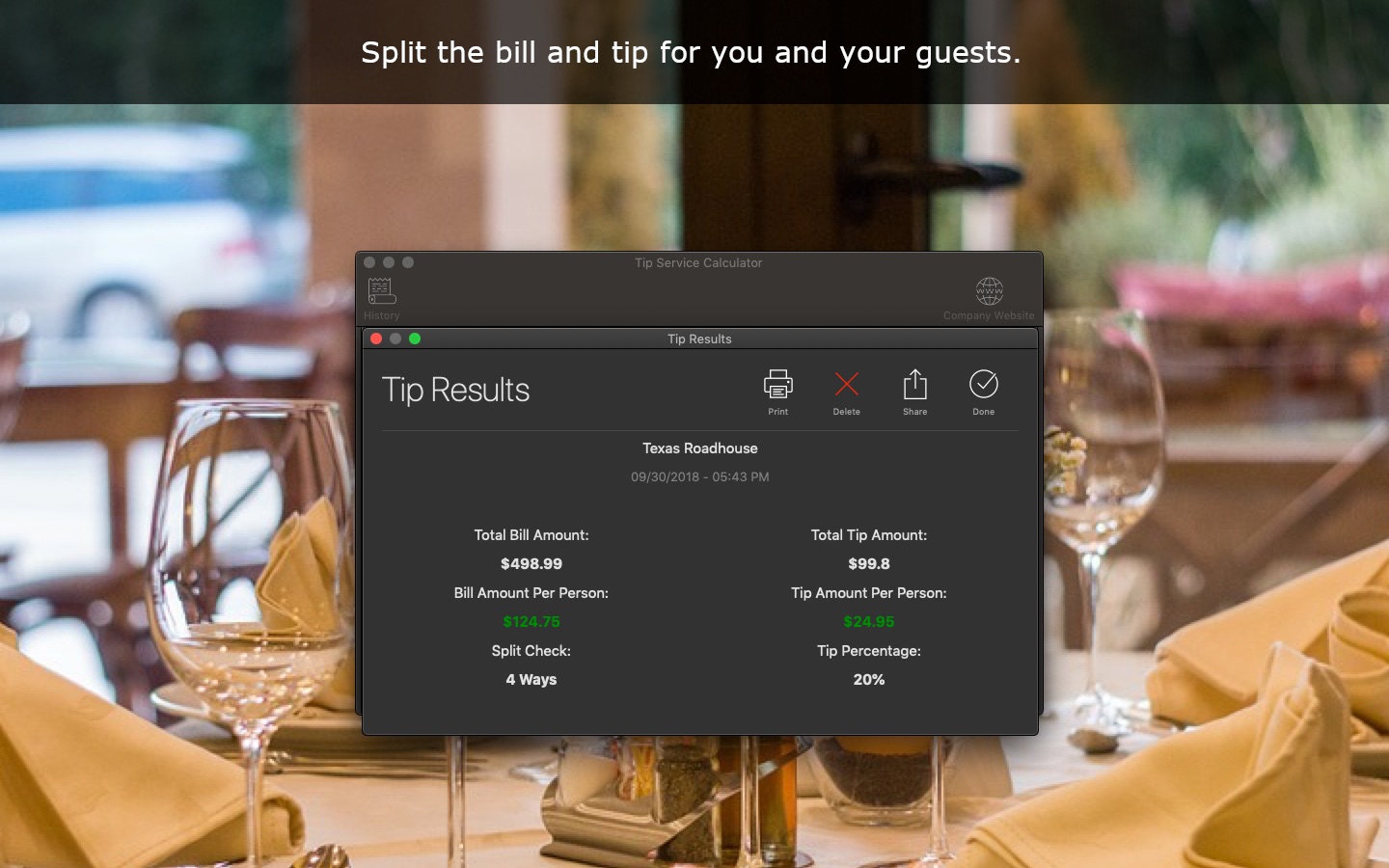 Tip Service Calculator 1.4.3 screenshot