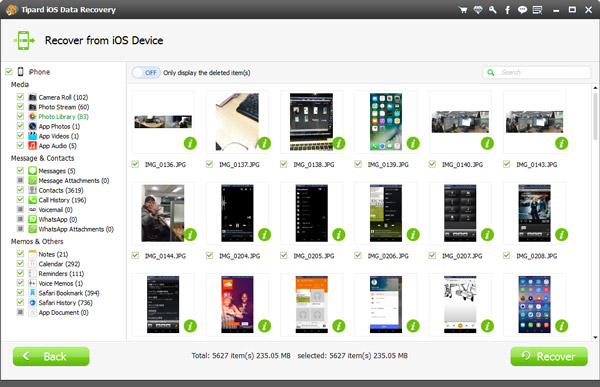 Tipard iOS Data Recovery 8.2.12 – Recover deleted/lost iOS data file. screenshot