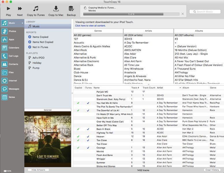 TouchCopy 16.40 screenshot