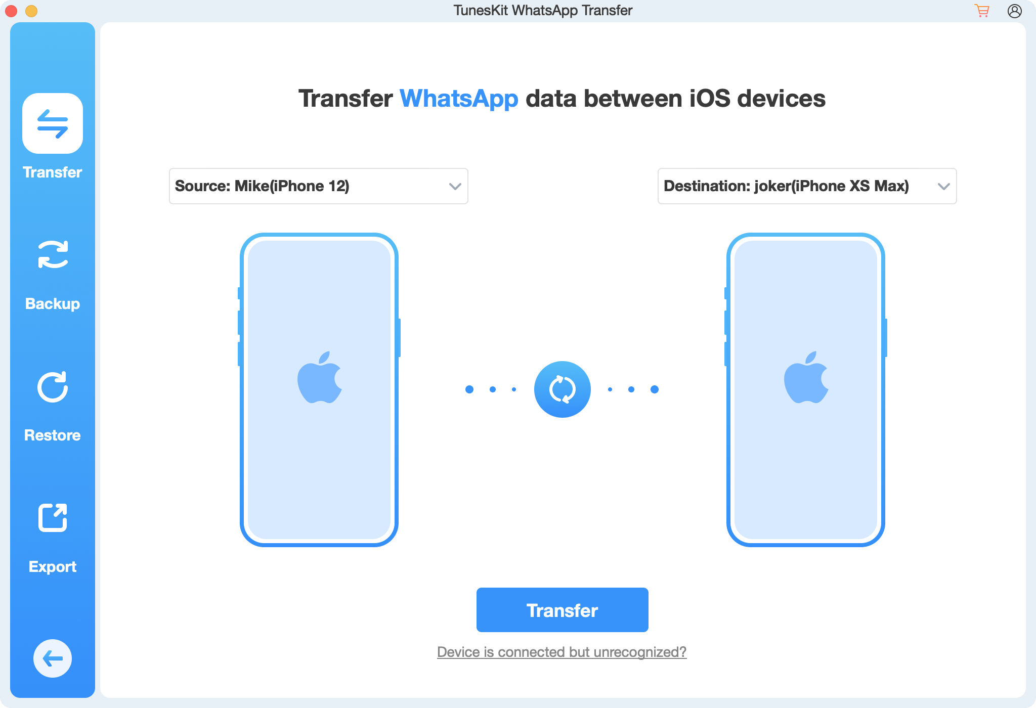 TunesKit WhatsApp Transfer 1.0.0.12 screenshot