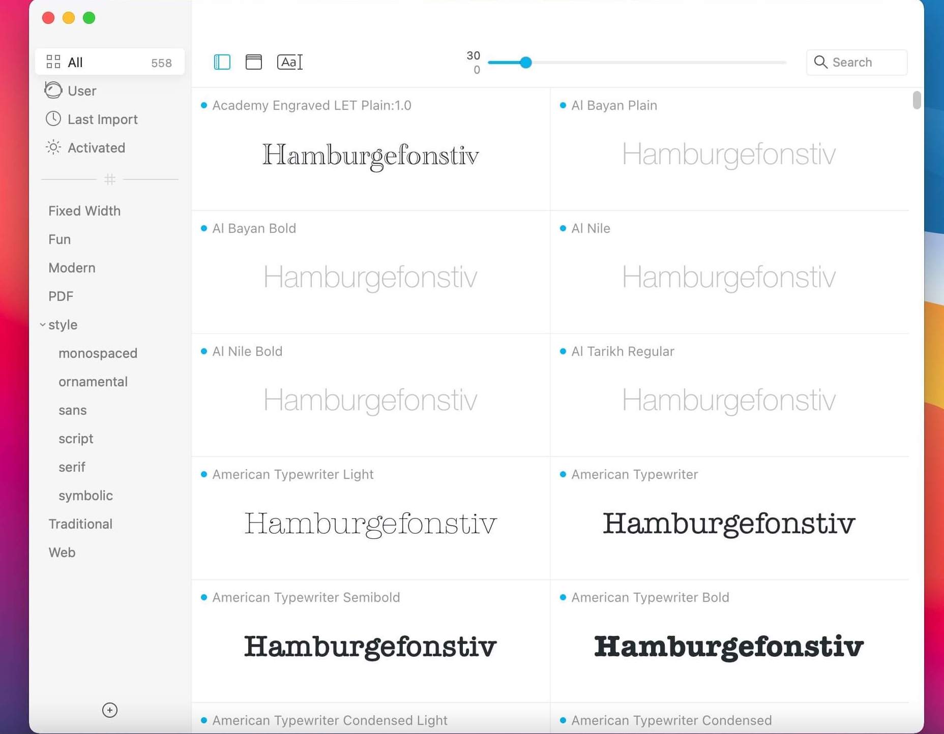 Typeface 2.1.0 – Preview your fonts. screenshot