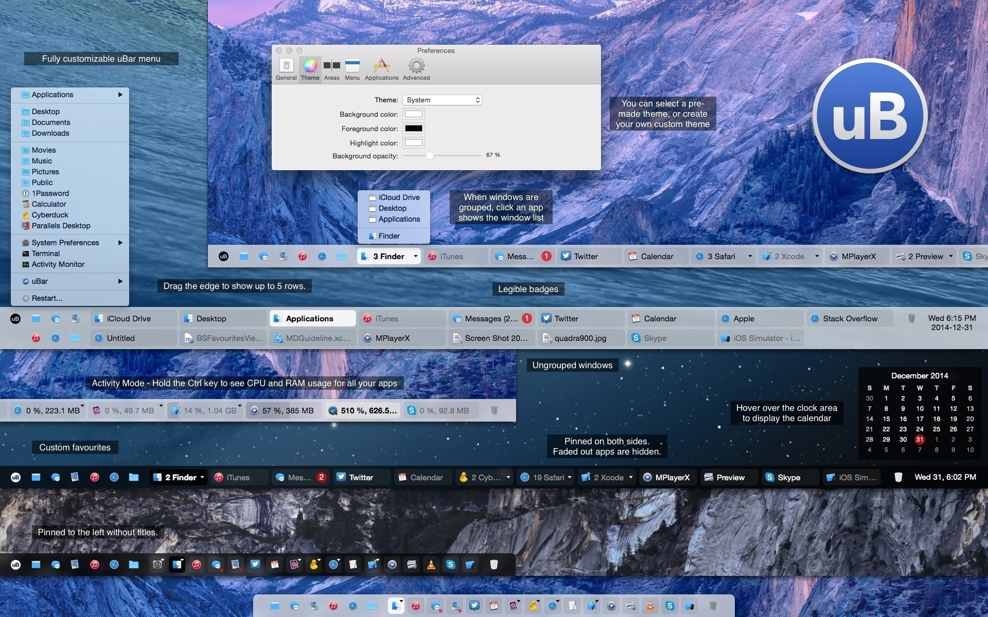 uBar 4.0.5 – The Dock replacement. screenshot