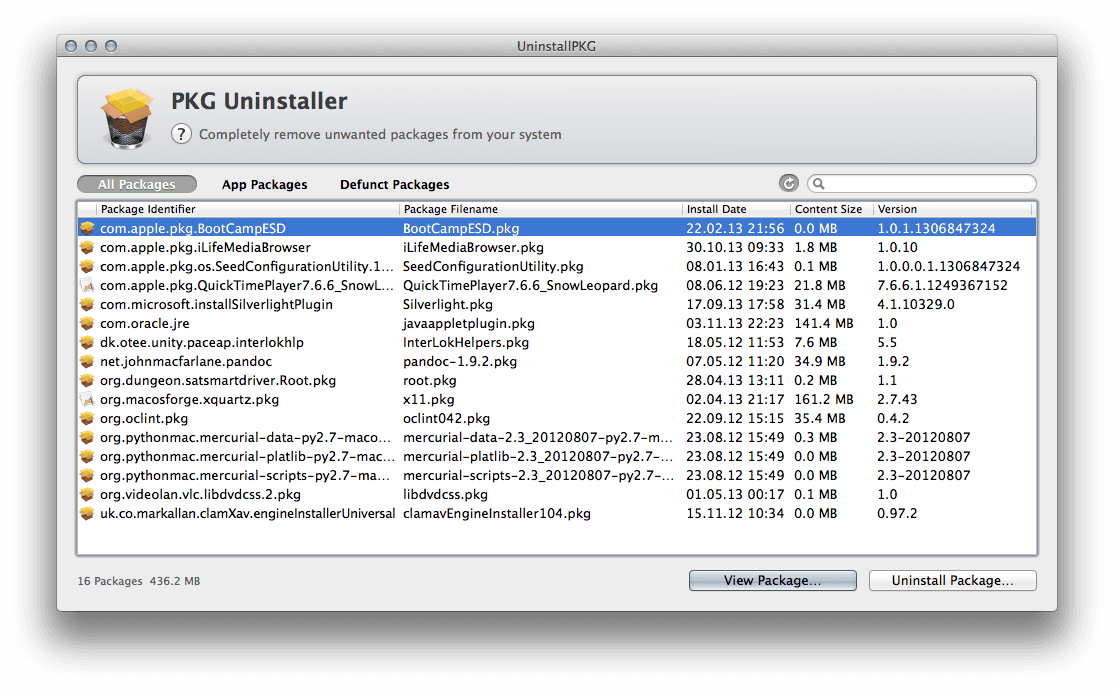 UninstallPKG 1.1.5 – Remove packages (.PKG) and all their contents. screenshot