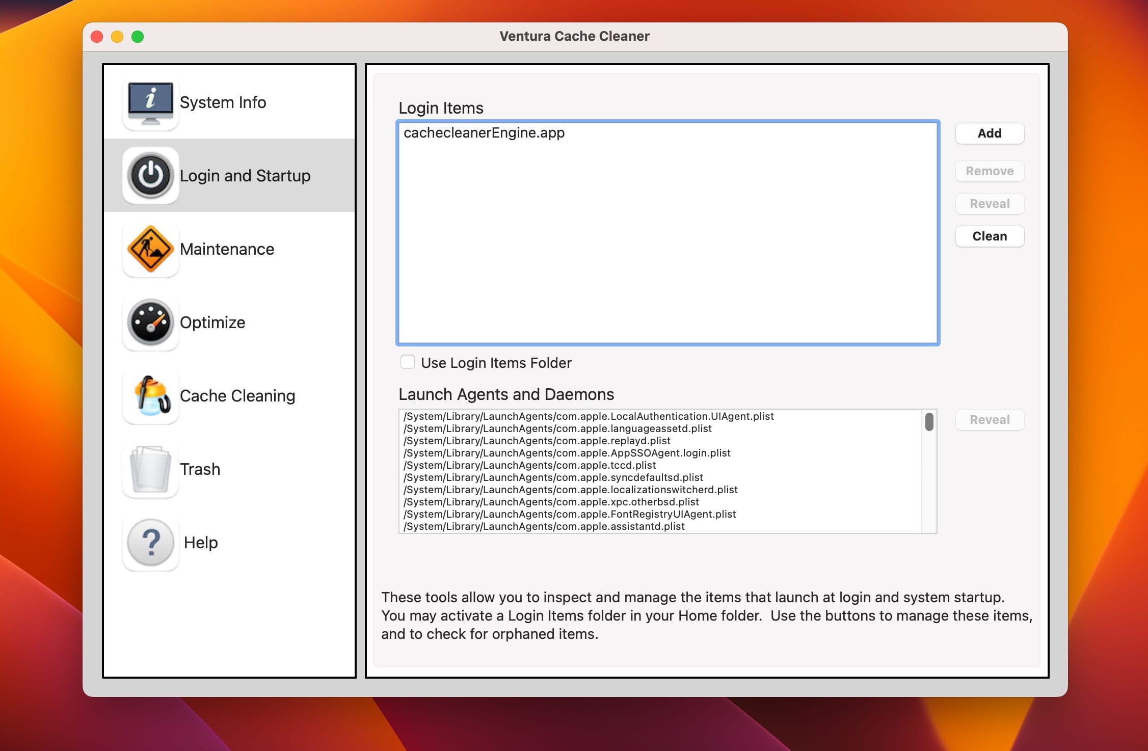 Ventura Cache Cleaner 18.0.2.1 screenshot