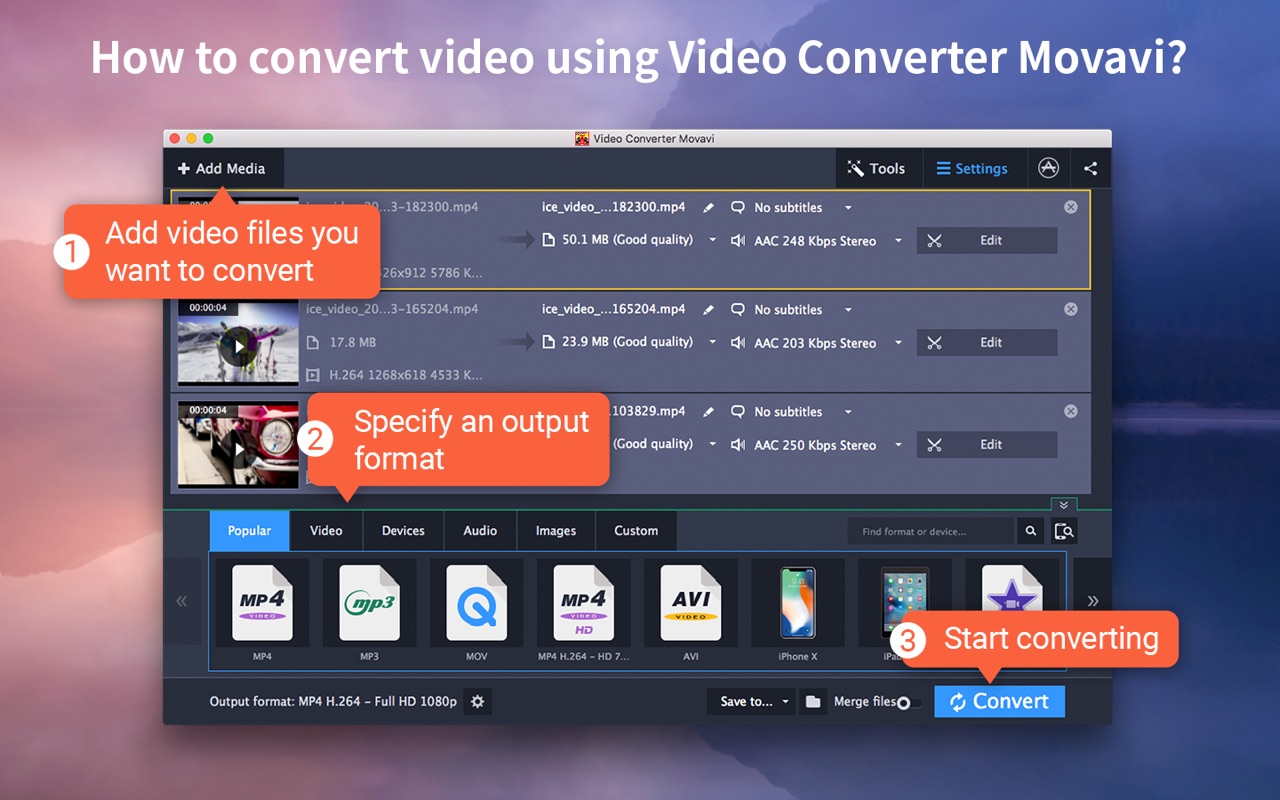 Video Converter Movavi 8.0.2 – Easy-to-use video and audio file converter. screenshot