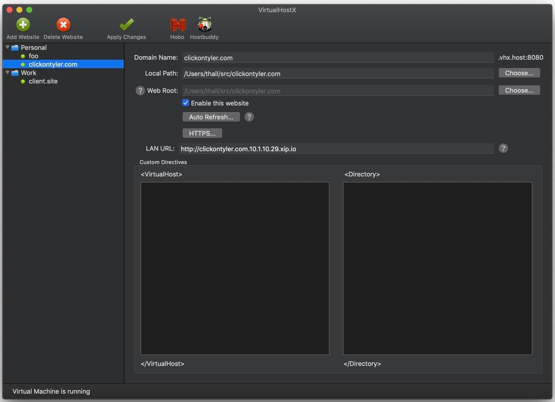 VirtualHostX 7.4.0 – Host multiple websites on your Mac. screenshot