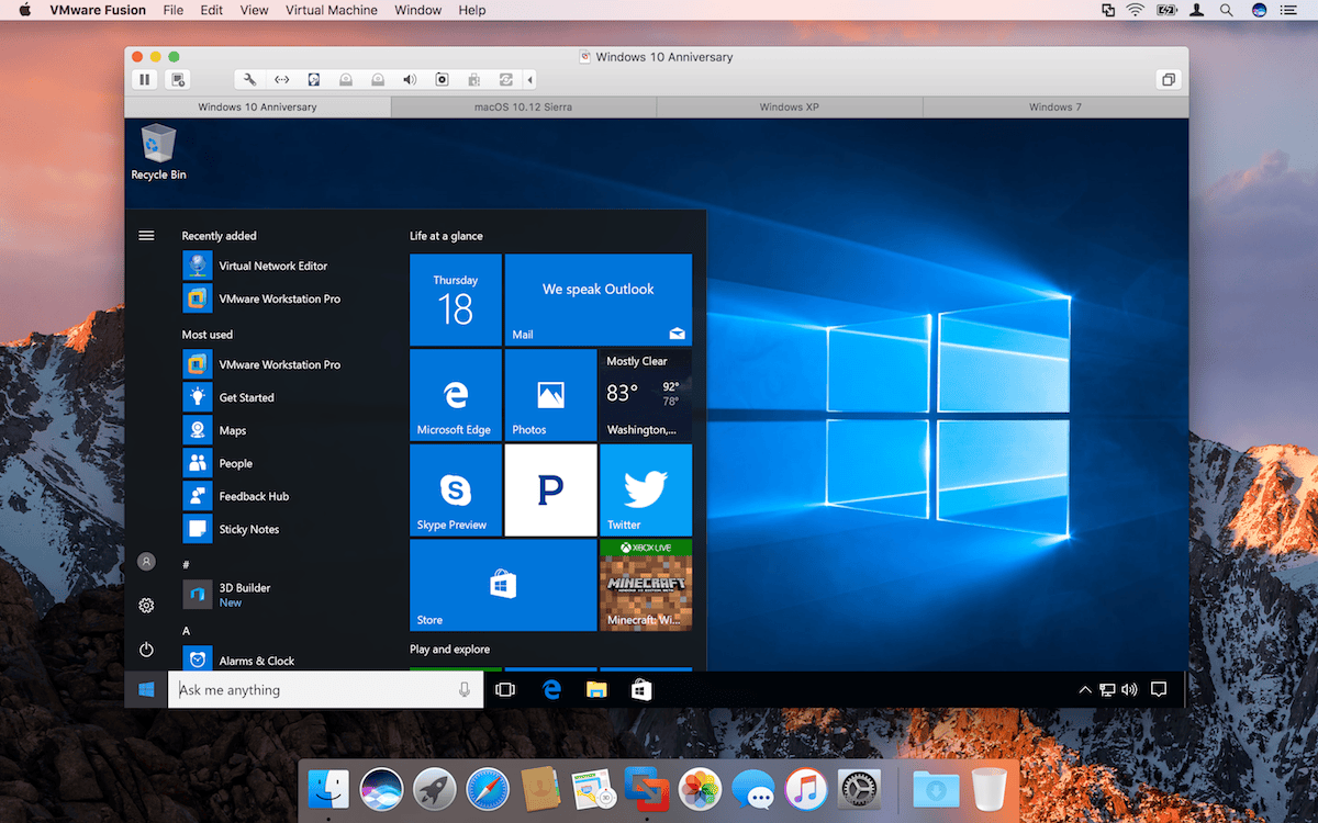 VMware Fusion 10.1.1 – Run Windows apps alongside Mac apps without rebooting. screenshot