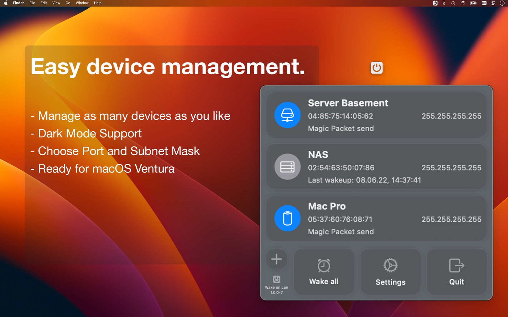Wake on Lan 1.0.6 screenshot