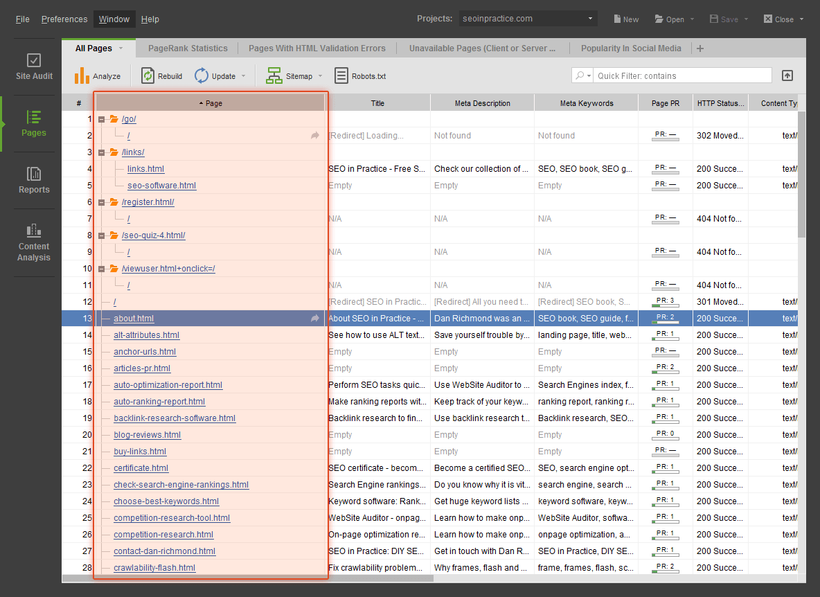 WebSite Auditor 4.56.15 screenshot