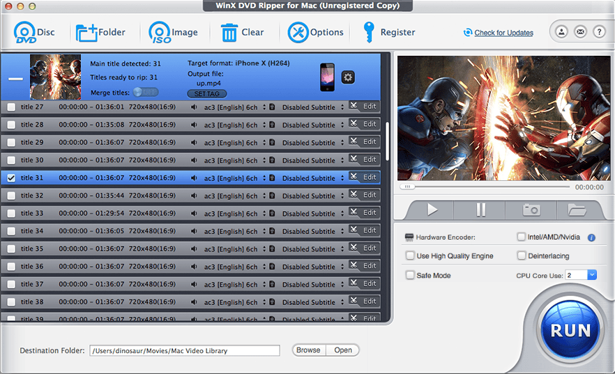WinX DVD Ripper 6.8.0 ekran görüntüsü
