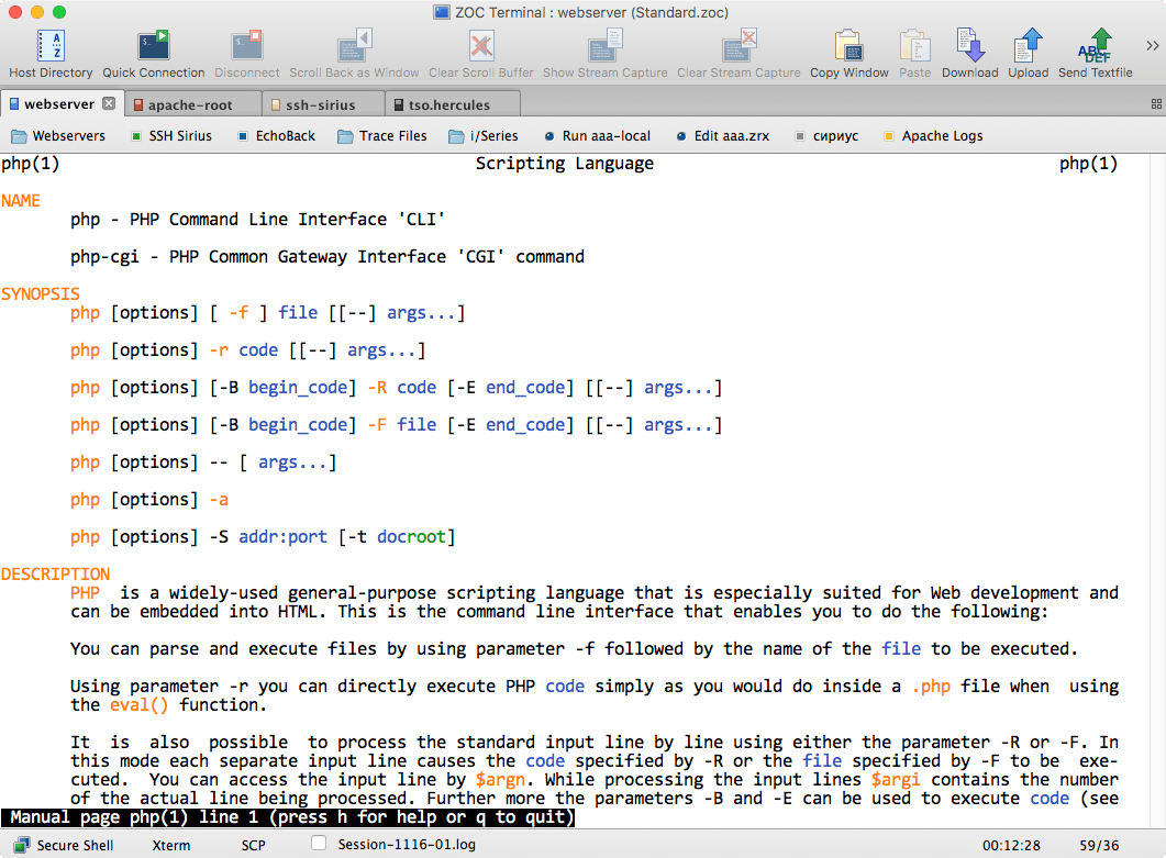 ZOC Terminal 7.16.4 – Telnet/SSH/SSH2 client and terminal emulator. ekran görüntüsü